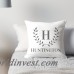 4 Wooden Shoes Personalized Family Initial and Name Laurel Wreath Throw Pillow FWDS1147